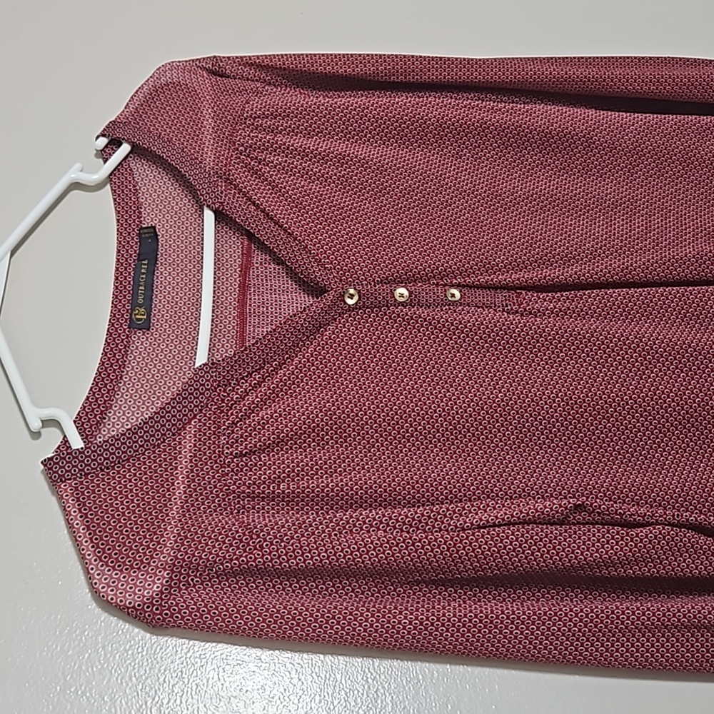 Outback Red Semi Sheer Blouse Sz Large - Picture 3 of 9